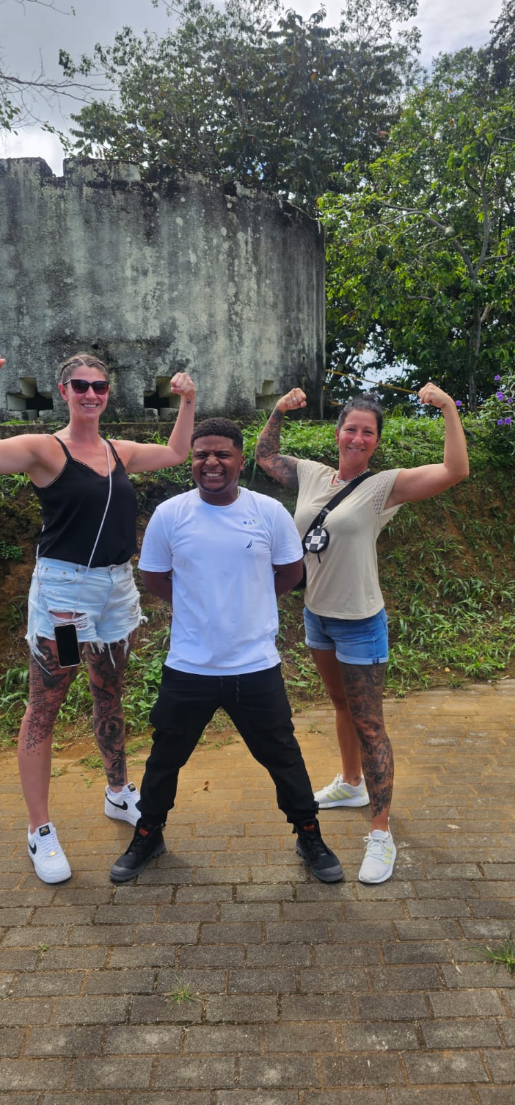 Happy tourists with guide